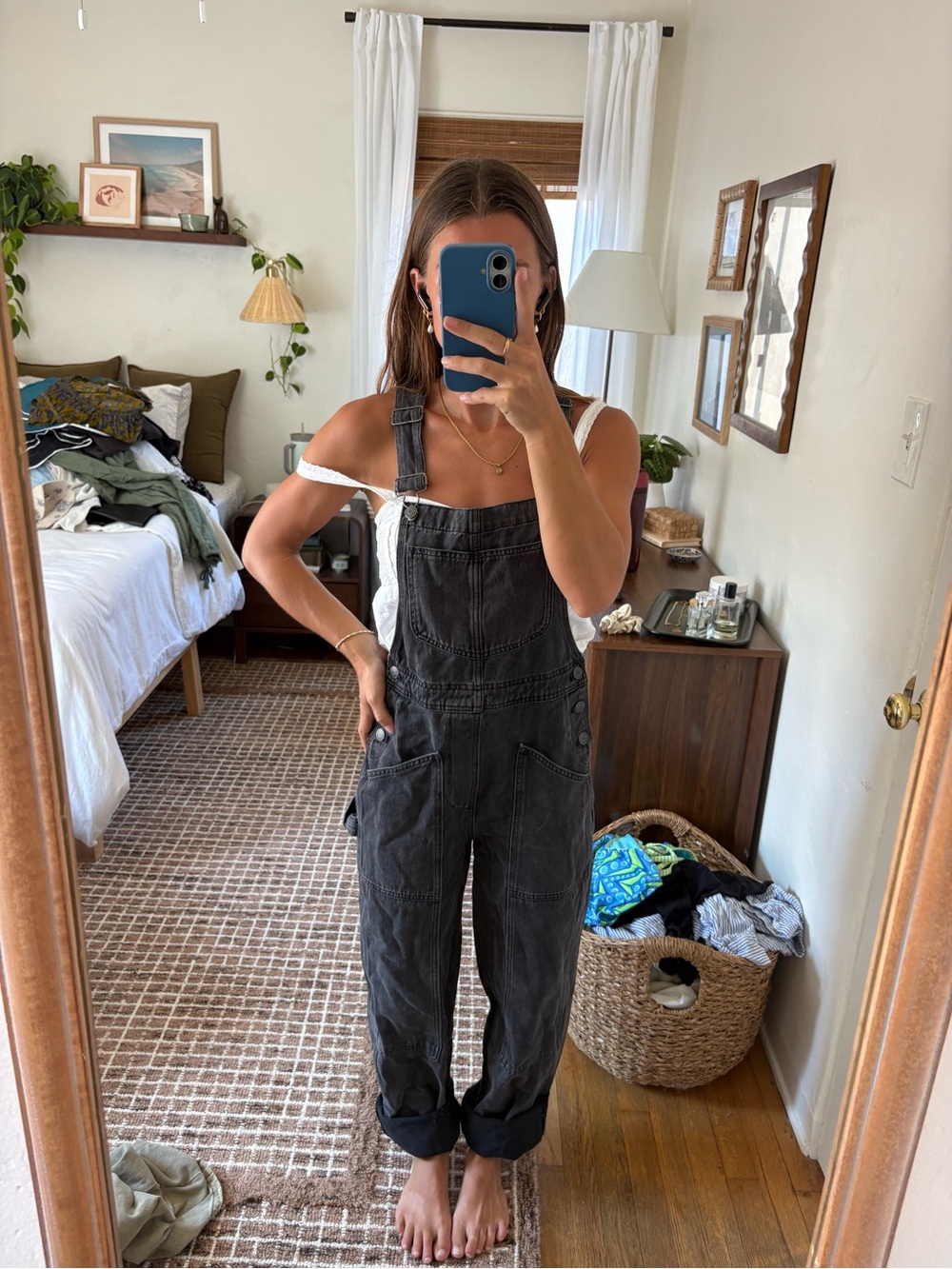 Madewell oversized utility Charcoal Denim Overalls
